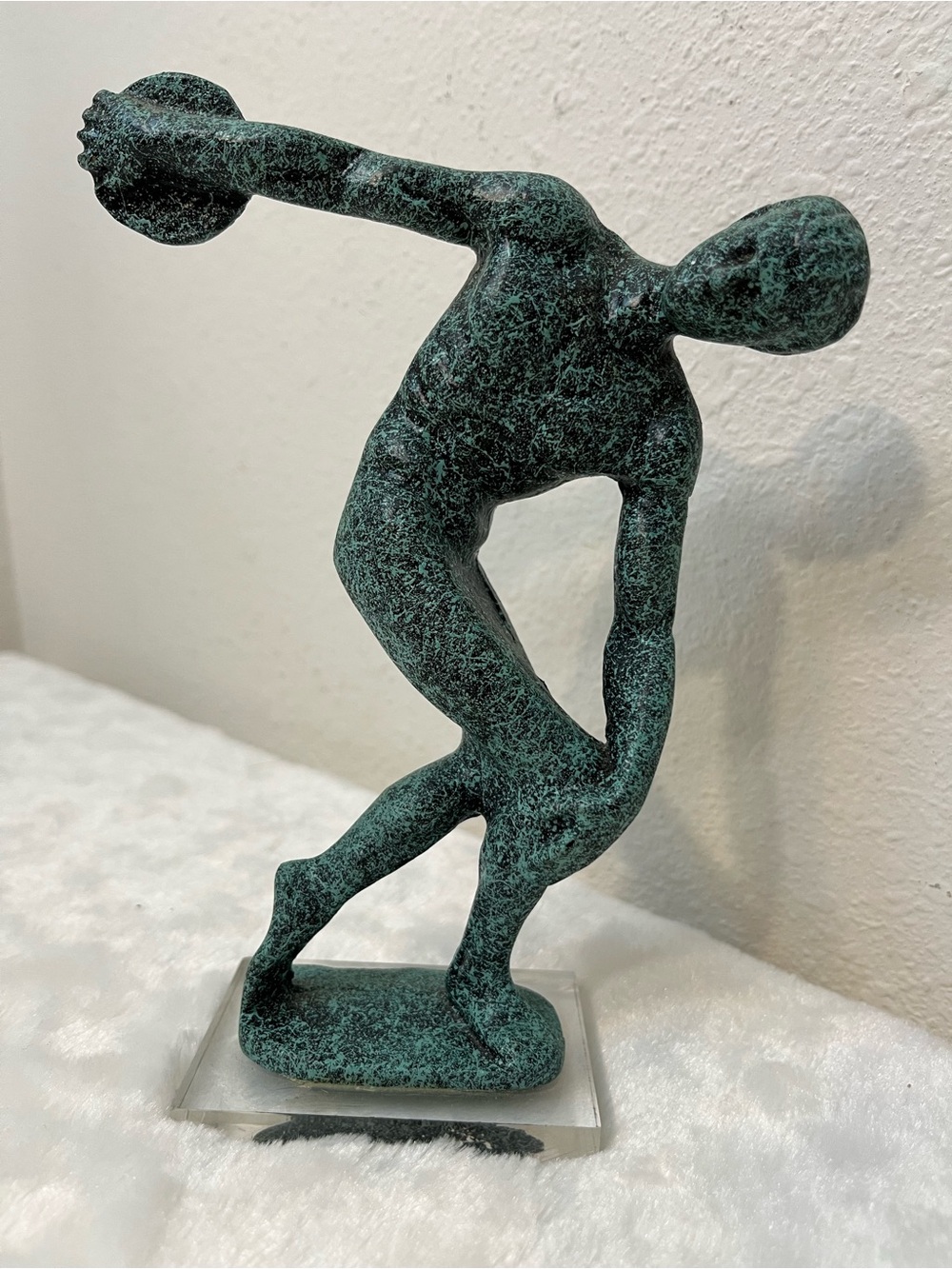 Discobolus Of Myron Ancient Greek Disc Thrower Cast Metal Painted Patina